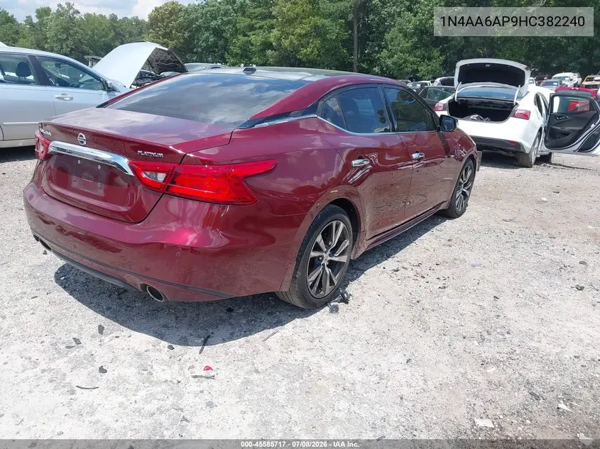 2017 Nissan Maxima 3.5 Platinum VIN: 1N4AA6AP9HC382240 Lot: 45585717