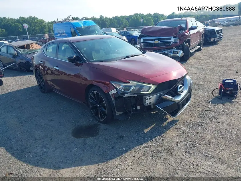 2017 Nissan Maxima 3.5 Platinum/3.5 S/3.5 Sl/3.5 Sr/3.5 Sv VIN: 1N4AA6AP7HC380888 Lot: 45631774