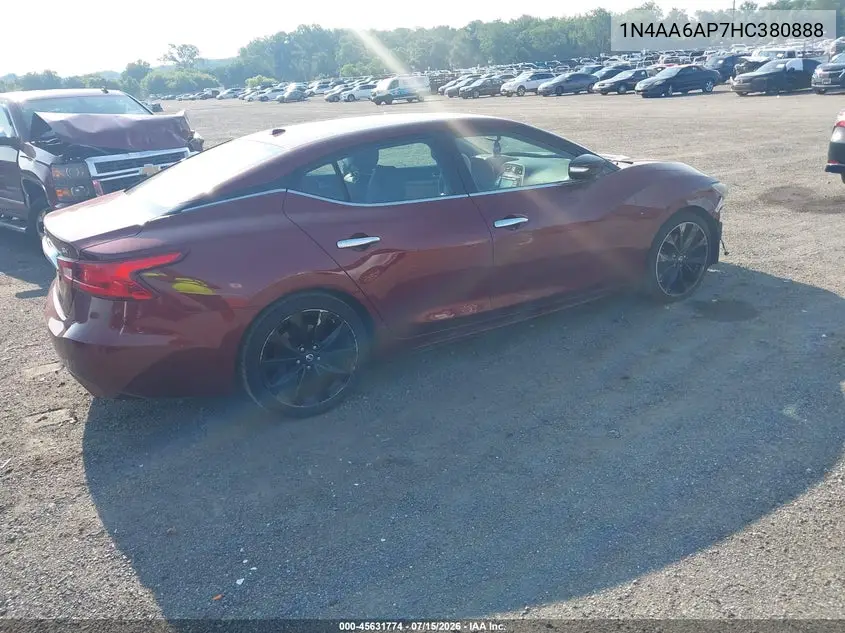 2017 Nissan Maxima 3.5 Platinum/3.5 S/3.5 Sl/3.5 Sr/3.5 Sv VIN: 1N4AA6AP7HC380888 Lot: 45631774