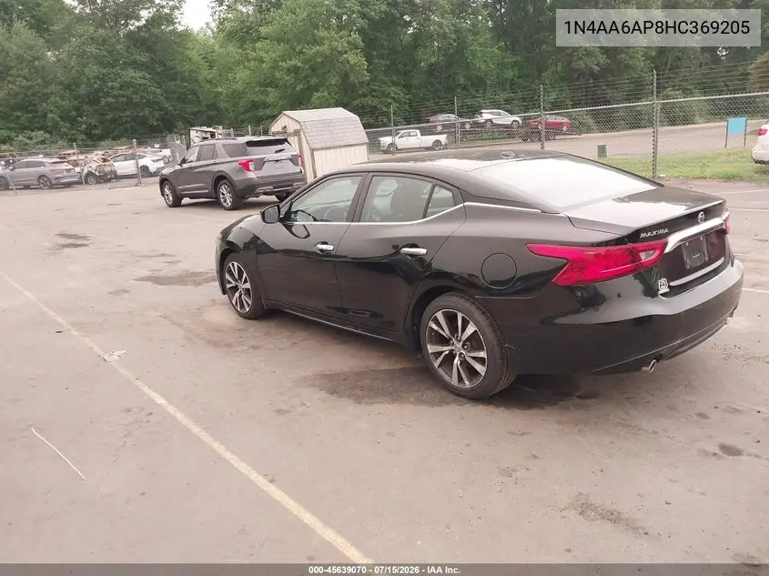 2017 Nissan Maxima 3.5 S VIN: 1N4AA6AP8HC369205 Lot: 45639070