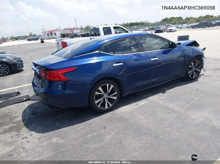 2017 Nissan Maxima 3.5 S VIN: 1N4AA6APXHC369058 Lot: 45680115