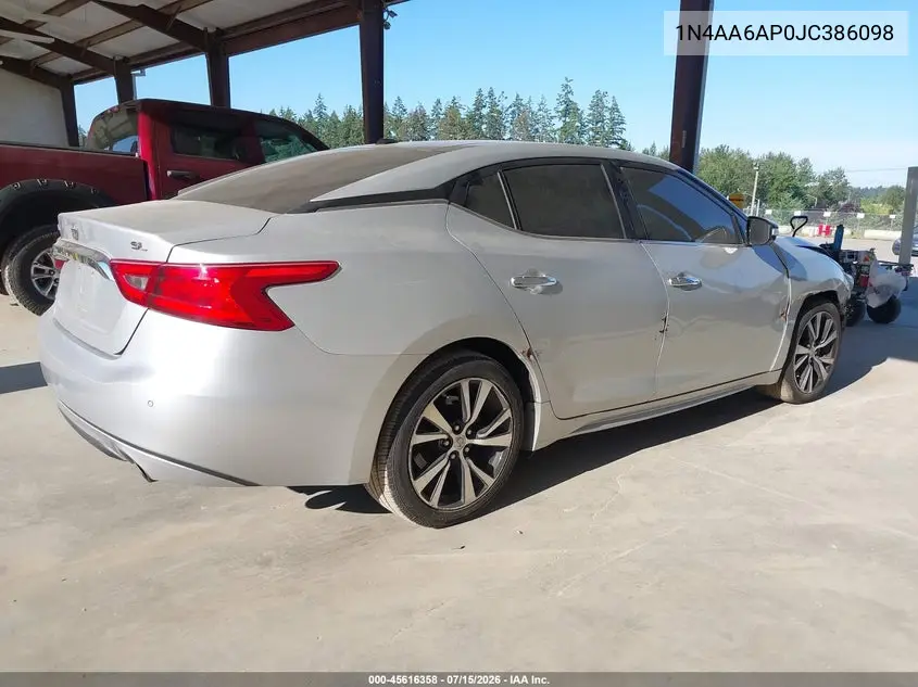 2018 Nissan Maxima 3.5 Sl VIN: 1N4AA6AP0JC386098 Lot: 45616358