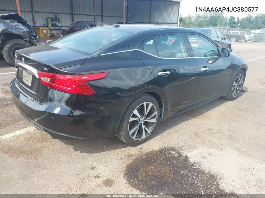 2018 Nissan Maxima 3.5 Sv VIN: 1N4AA6AP4JC380577 Lot: 45650475