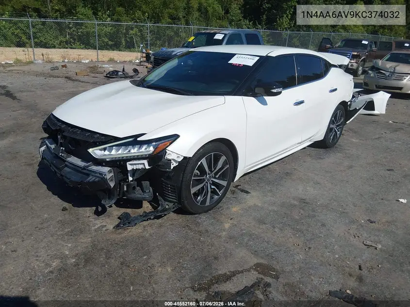 2019 Nissan Maxima 3.5 Sv VIN: 1N4AA6AV9KC374032 Lot: 45552160