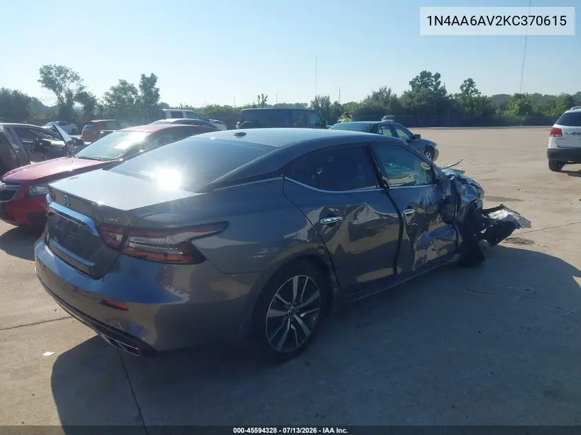 2019 Nissan Maxima 3.5 Sv VIN: 1N4AA6AV2KC370615 Lot: 45594328