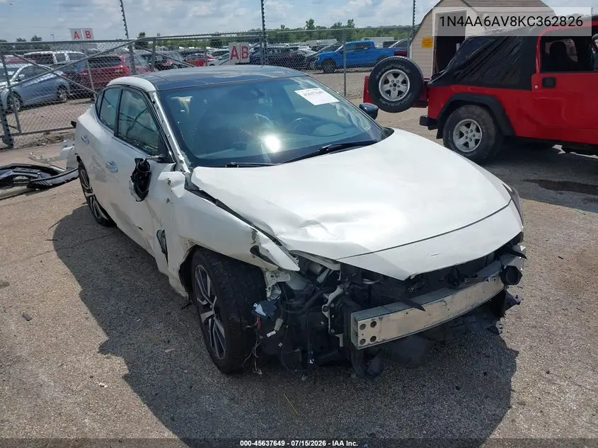 2019 Nissan Maxima 3.5 Sl VIN: 1N4AA6AV8KC362826 Lot: 45637649