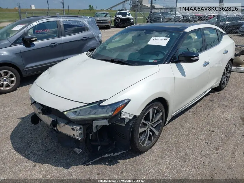 2019 Nissan Maxima 3.5 Sl VIN: 1N4AA6AV8KC362826 Lot: 45637649
