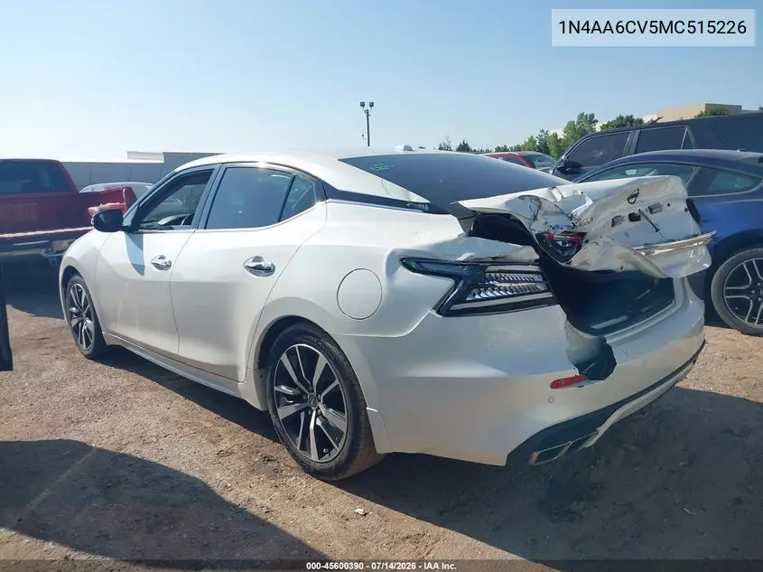 2021 Nissan Maxima Sv Xtronic Cvt VIN: 1N4AA6CV5MC515226 Lot: 45600390