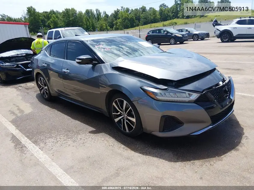 2021 Nissan Maxima Sv Xtronic Cvt VIN: 1N4AA6CV7MC505913 Lot: 45643975