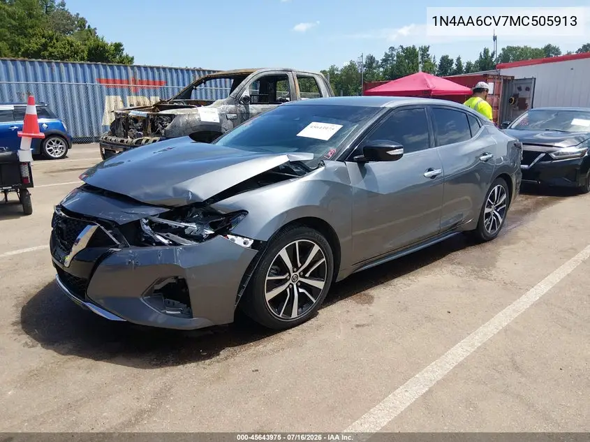 2021 Nissan Maxima Sv Xtronic Cvt VIN: 1N4AA6CV7MC505913 Lot: 45643975