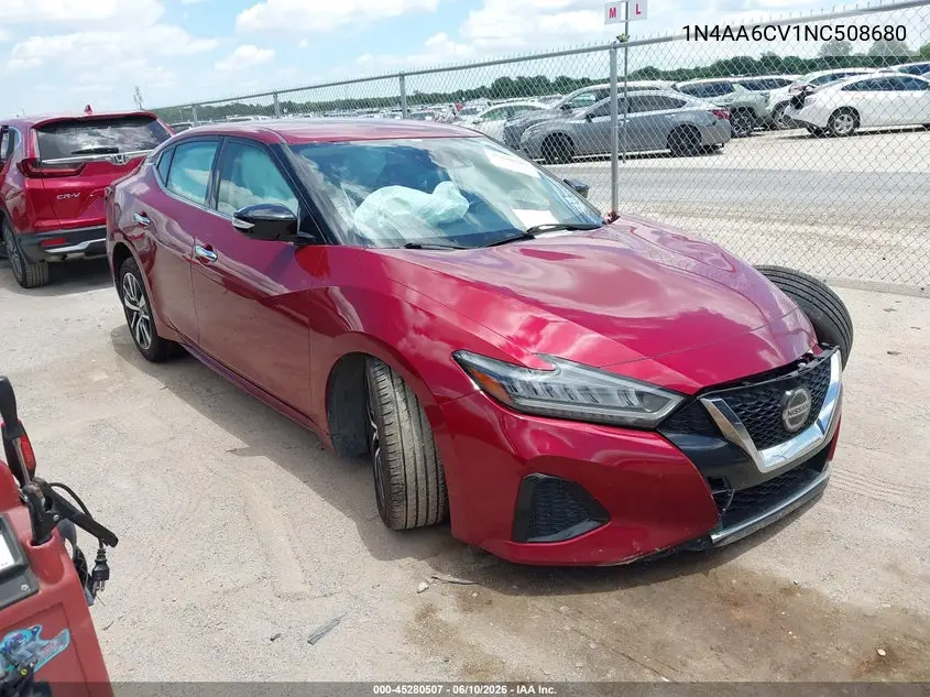 2022 Nissan Maxima Sv Xtronic Cvt VIN: 1N4AA6CV1NC508680 Lot: 45280507