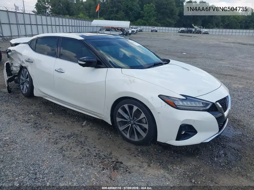 2022 Nissan Maxima Platinum Xtronic Cvt VIN: 1N4AA6FV8NC504735 Lot: 45560116