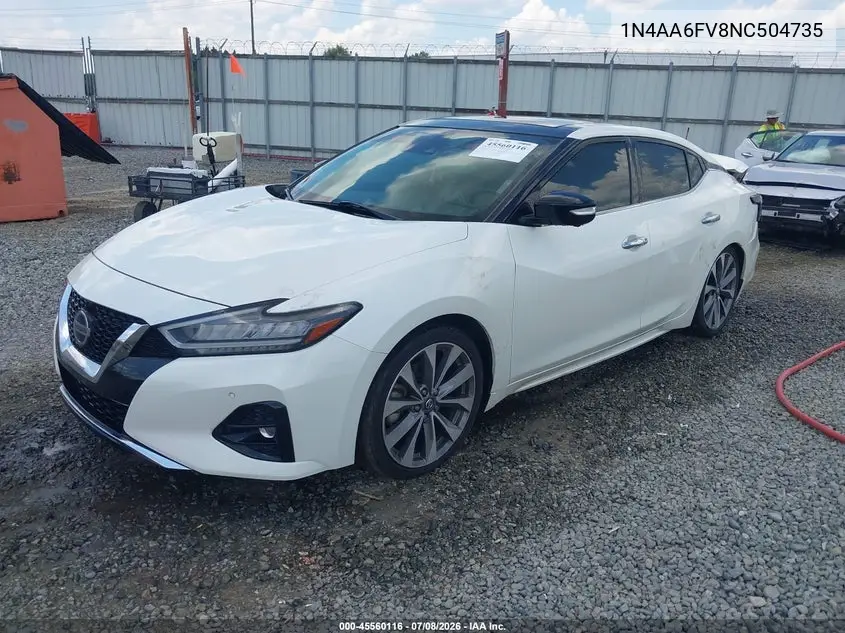 2022 Nissan Maxima Platinum Xtronic Cvt VIN: 1N4AA6FV8NC504735 Lot: 45560116