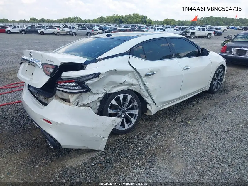 2022 Nissan Maxima Platinum Xtronic Cvt VIN: 1N4AA6FV8NC504735 Lot: 45560116
