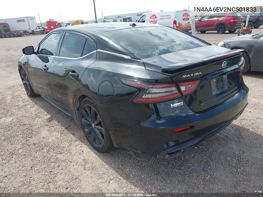 2022 Nissan Maxima Sr Xtronic Cvt VIN: 1N4AA6EV2NC501833 Lot: 45624077