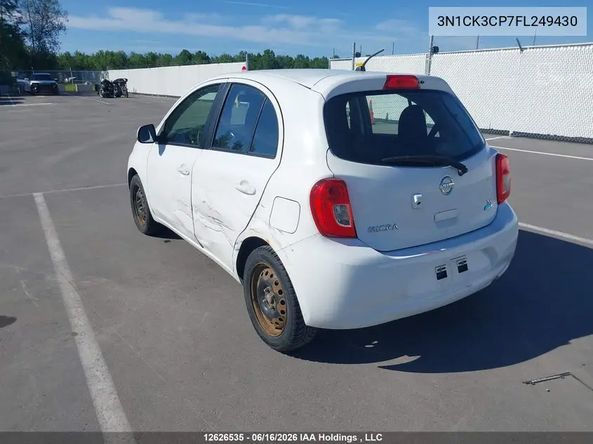 2015 Nissan Micra VIN: 3N1CK3CP7FL249430 Lot: 12626535