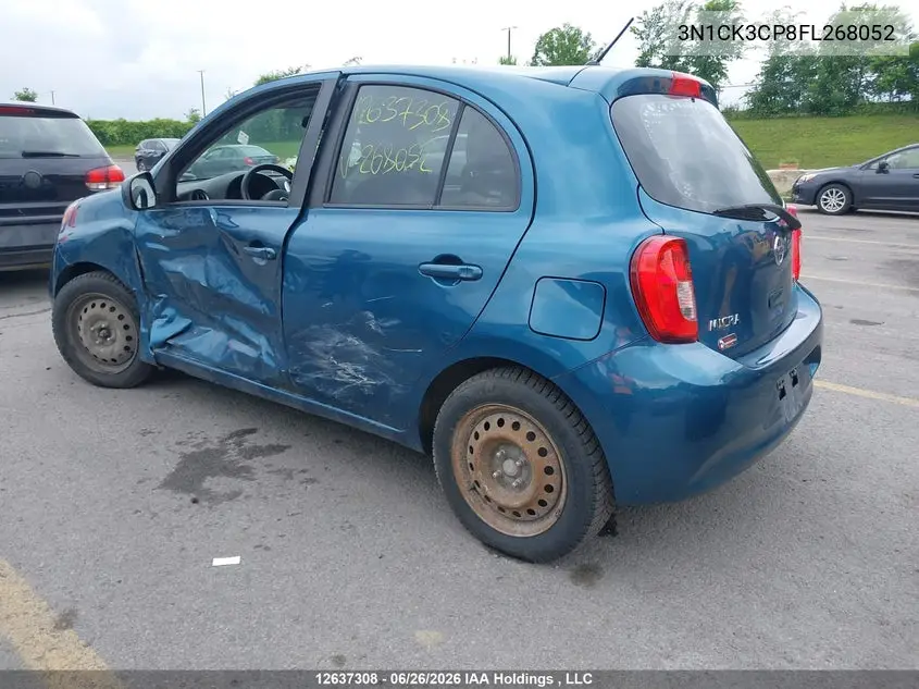 2015 Nissan Micra S/Sr/Sv VIN: 3N1CK3CP8FL268052 Lot: 12637308X