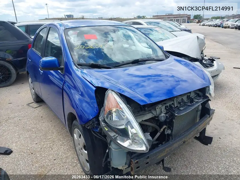 2015 Nissan Micra S VIN: 3N1CK3CP4FL214991 Lot: 20263433