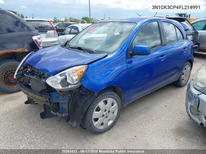 2015 Nissan Micra S VIN: 3N1CK3CP4FL214991 Lot: 20263433