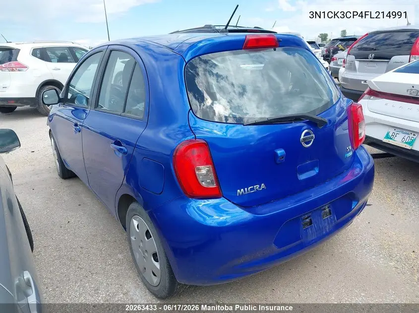 2015 Nissan Micra S VIN: 3N1CK3CP4FL214991 Lot: 20263433