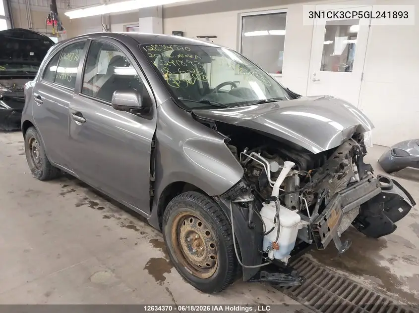 2016 Nissan Micra S/Sr/Sv VIN: 3N1CK3CP5GL241893 Lot: 12634370x