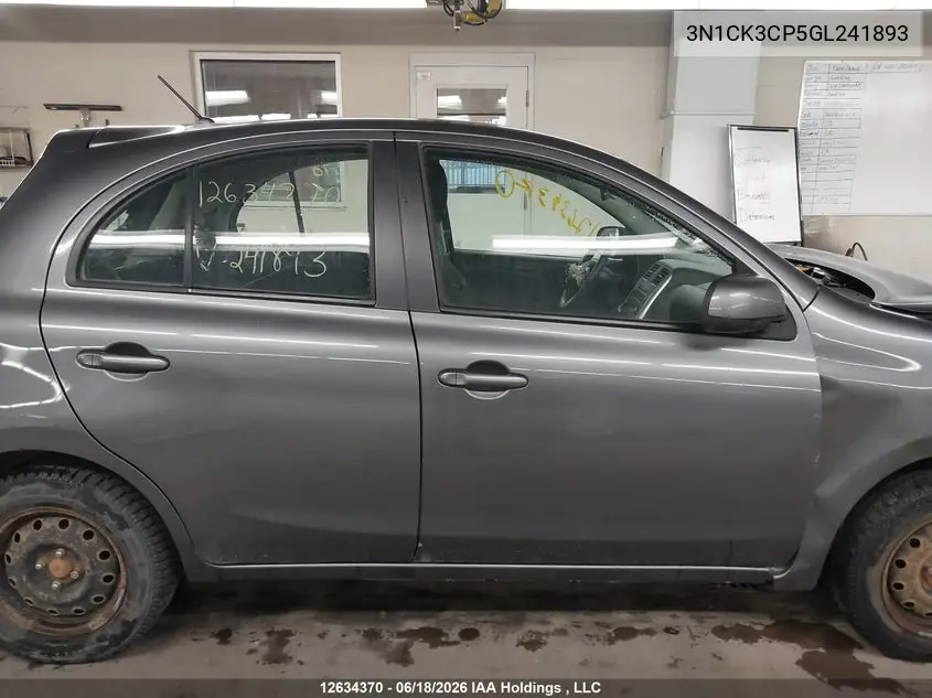 2016 Nissan Micra S/Sr/Sv VIN: 3N1CK3CP5GL241893 Lot: 12634370x