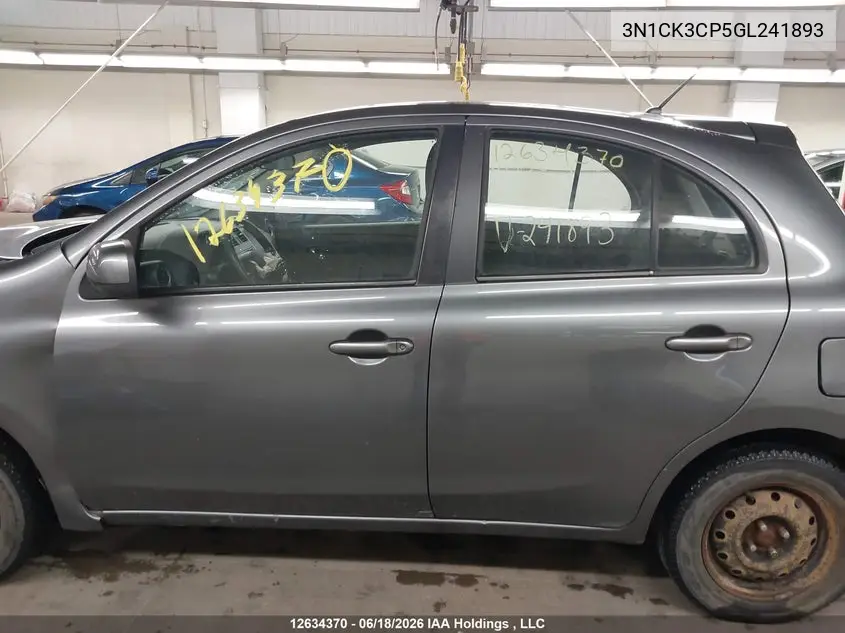 2016 Nissan Micra S/Sr/Sv VIN: 3N1CK3CP5GL241893 Lot: 12634370x
