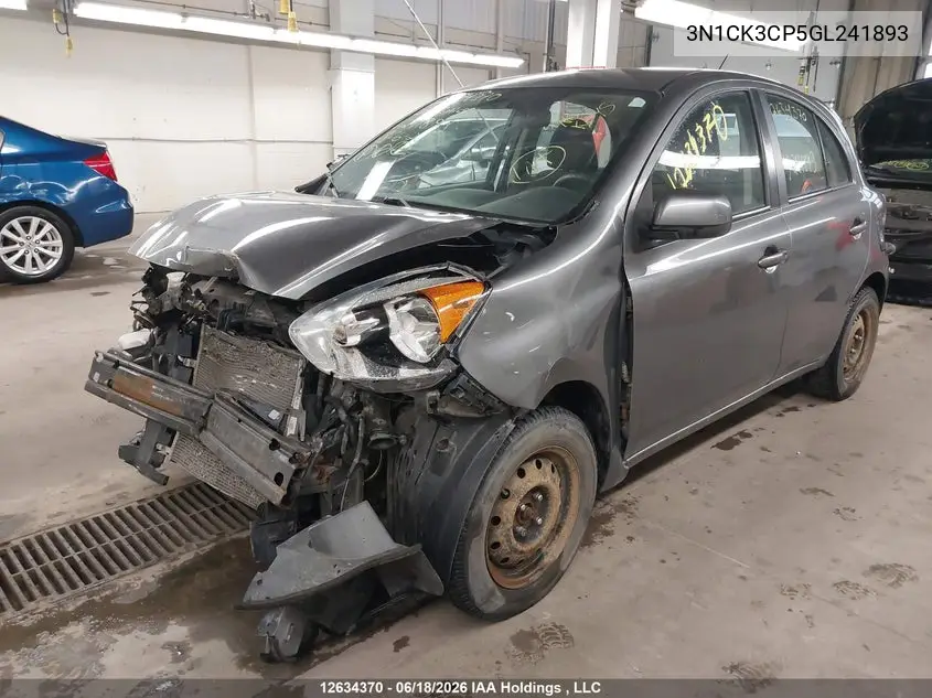 2016 Nissan Micra S/Sr/Sv VIN: 3N1CK3CP5GL241893 Lot: 12634370x