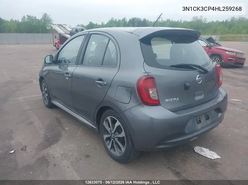 2017 Nissan Micra S/Sr/Sv VIN: 3N1CK3CP4HL259268 Lot: 12633075