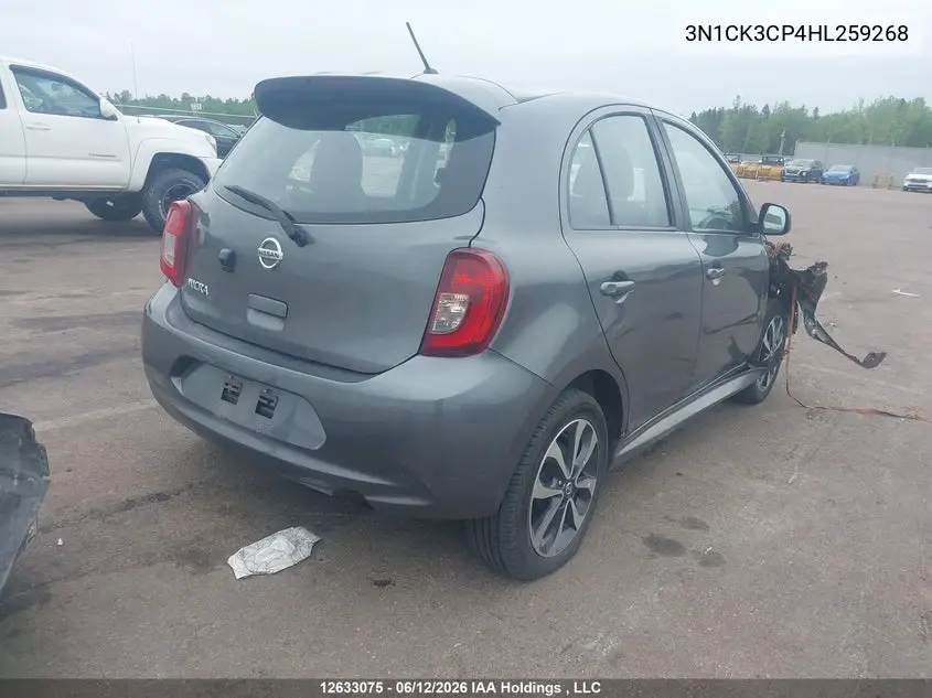 2017 Nissan Micra S/Sr/Sv VIN: 3N1CK3CP4HL259268 Lot: 12633075