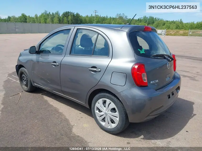 2017 Nissan Micra S/Sr/Sv VIN: 3N1CK3CP6HL237563 Lot: 12654341