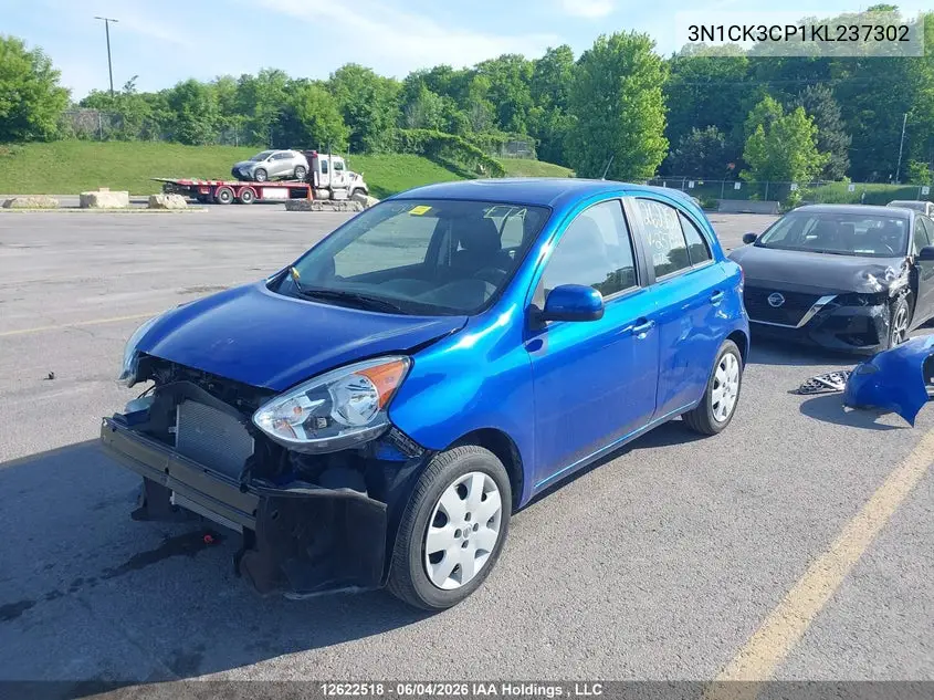 2019 Nissan Micra S/Sr/Sv VIN: 3N1CK3CP1KL237302 Lot: 12622518