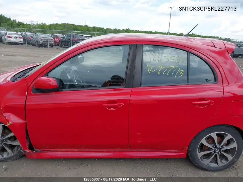2019 Nissan Micra S/Sr/Sv VIN: 3N1CK3CP5KL227713 Lot: 12635837x