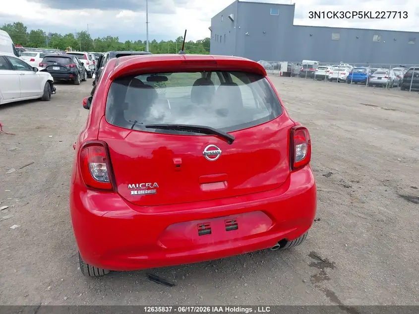 2019 Nissan Micra S/Sr/Sv VIN: 3N1CK3CP5KL227713 Lot: 12635837x
