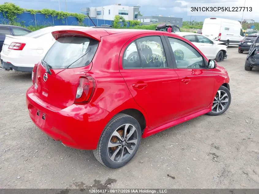 2019 Nissan Micra S/Sr/Sv VIN: 3N1CK3CP5KL227713 Lot: 12635837x