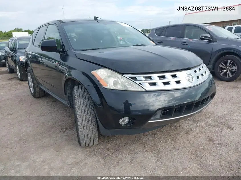 2003 Nissan Murano Se VIN: JN8AZ08T73W113684 Lot: 45658425