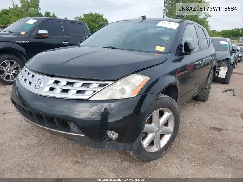 2003 Nissan Murano Se VIN: JN8AZ08T73W113684 Lot: 45658425