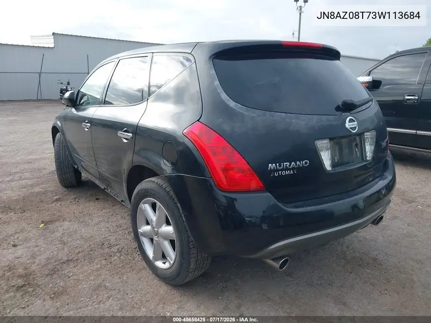 2003 Nissan Murano Se VIN: JN8AZ08T73W113684 Lot: 45658425