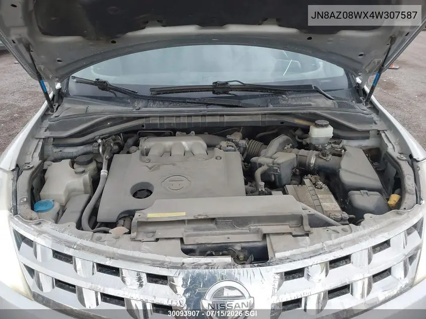 2004 Nissan Murano Sl/Se VIN: JN8AZ08WX4W307587 Lot: 30093907