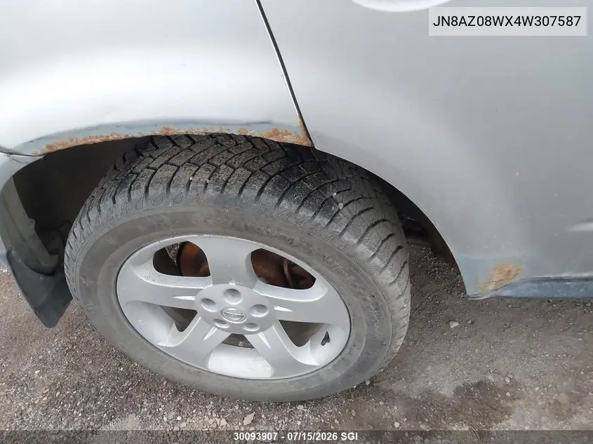 2004 Nissan Murano Sl/Se VIN: JN8AZ08WX4W307587 Lot: 30093907