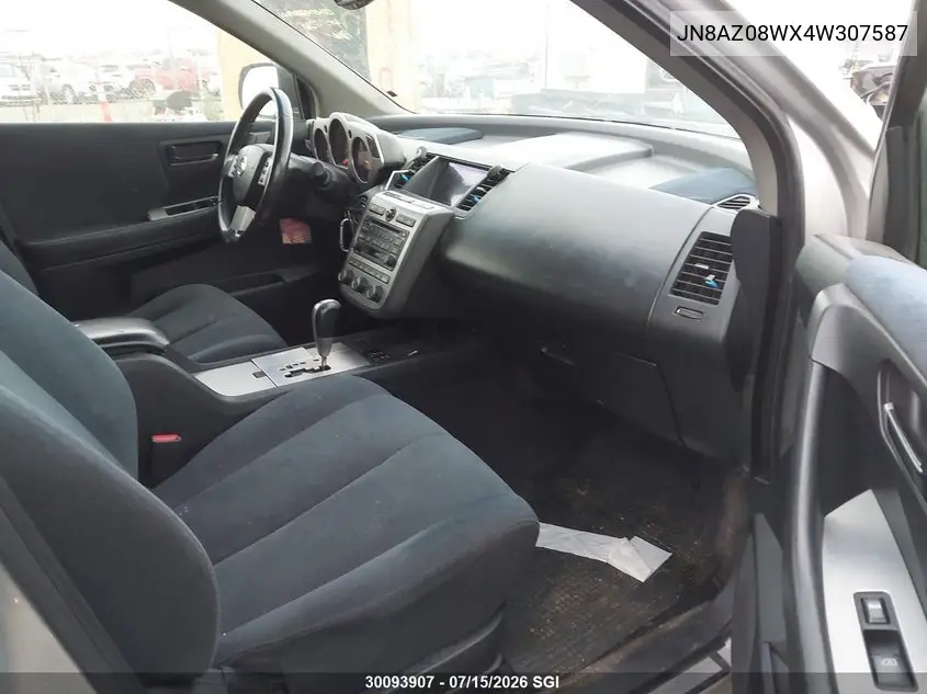 2004 Nissan Murano Sl/Se VIN: JN8AZ08WX4W307587 Lot: 30093907