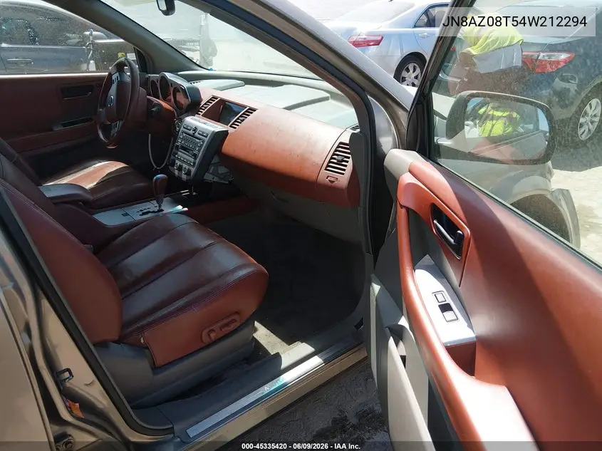 2004 Nissan Murano Sl VIN: JN8AZ08T54W212294 Lot: 45335420