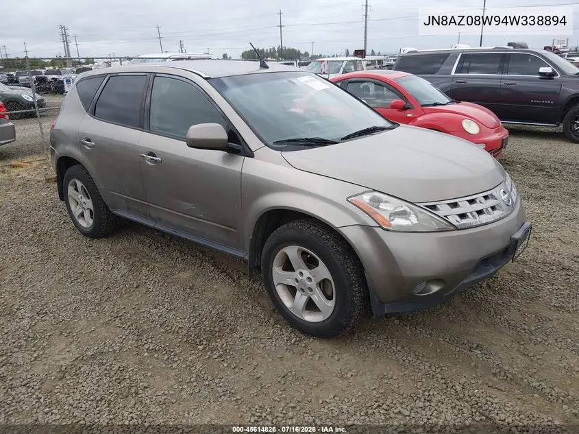 2004 Nissan Murano Sl VIN: JN8AZ08W94W338894 Lot: 45614826