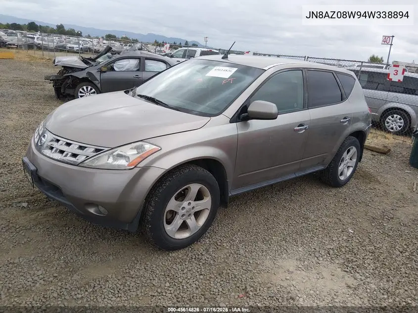 2004 Nissan Murano Sl VIN: JN8AZ08W94W338894 Lot: 45614826