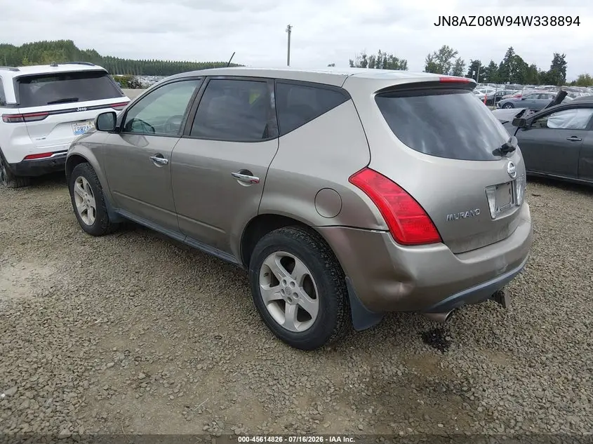 2004 Nissan Murano Sl VIN: JN8AZ08W94W338894 Lot: 45614826