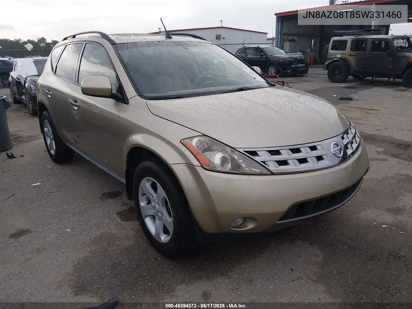 2005 Nissan Murano Sl VIN: JN8AZ08T85W331460 Lot: 45394372