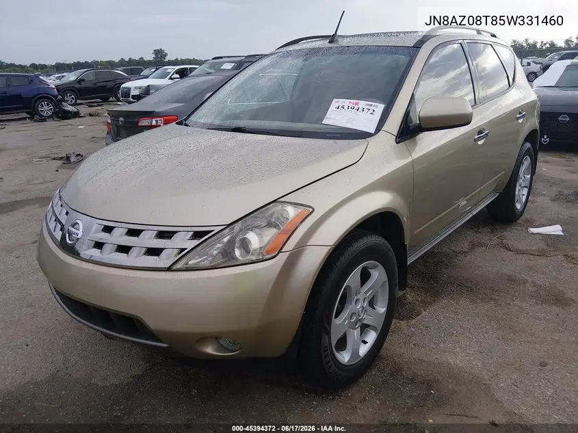 2005 Nissan Murano Sl VIN: JN8AZ08T85W331460 Lot: 45394372