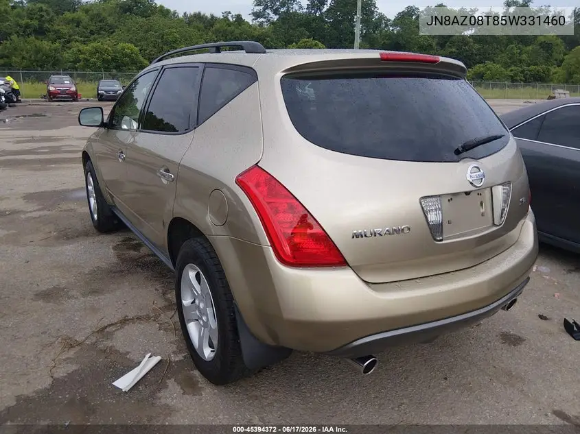 2005 Nissan Murano Sl VIN: JN8AZ08T85W331460 Lot: 45394372