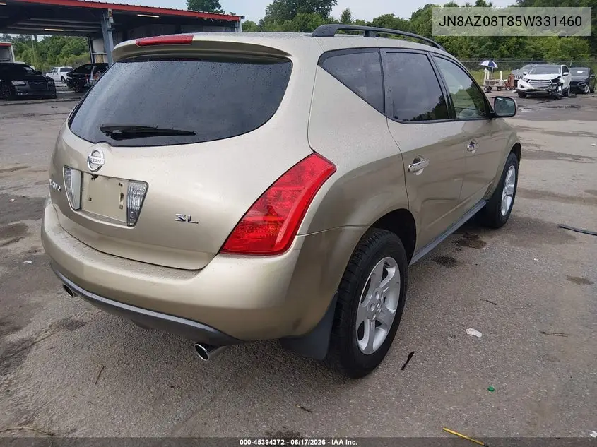 2005 Nissan Murano Sl VIN: JN8AZ08T85W331460 Lot: 45394372