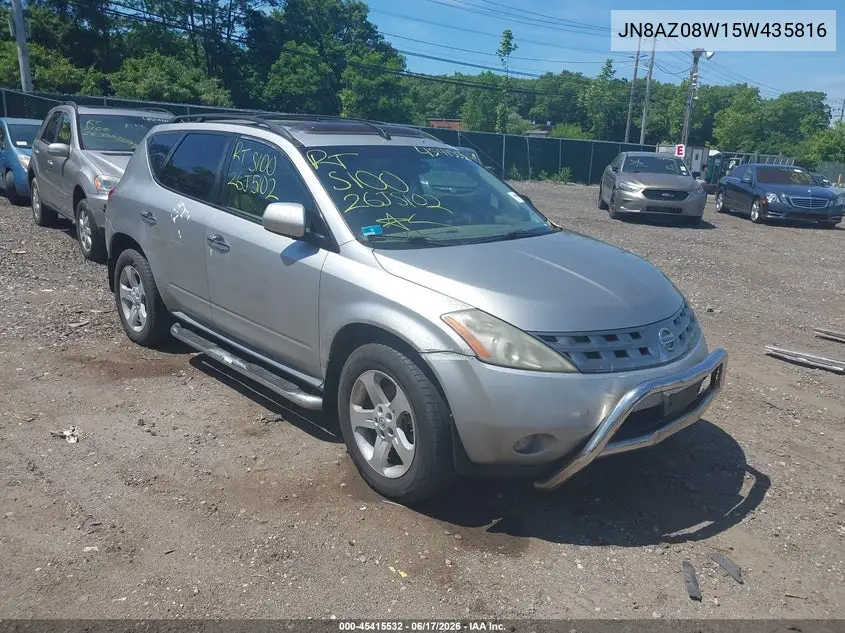 2005 Nissan Murano Sl VIN: JN8AZ08W15W435816 Lot: 45415532